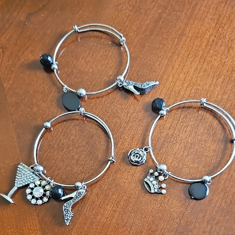 Elegant Silver Charm Bracelet Set